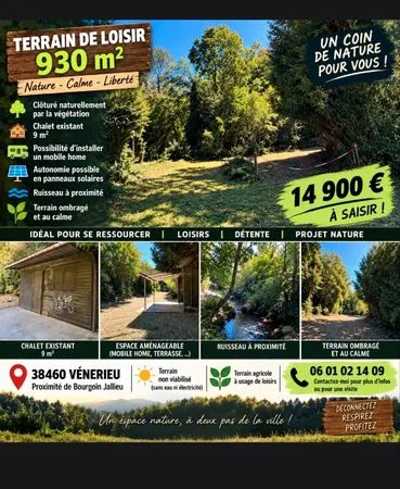 Terrain de loisir 930 m2 38460 vénerieu