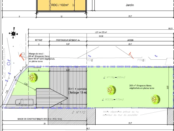 Maison 79m2 à réhabiliter ou à démolir - Terrain 375m2 - V