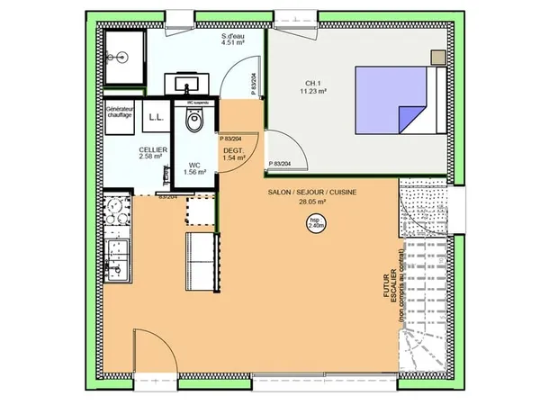 Projet de construction d'une maison 63 m² avec terrain à...