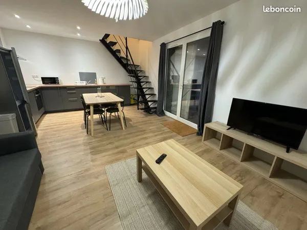 T2 duplex avec cour 50m2 meublé équipé centre ville