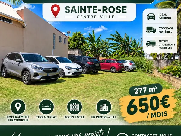 🚗 TERRAIN À LOUER 287m - PARKING/STOCKAGE - SAINTE-ROSE - 650/mois