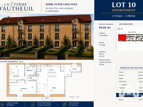 Appartement 3 pièces 84 m²