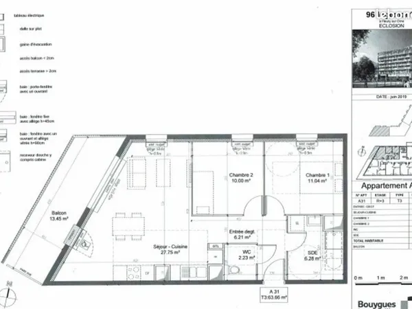 Appartement 3 pièces 64 m²
