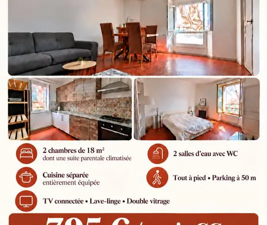 Apartement t3 équipé meublé climatisé
