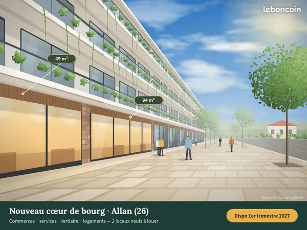 Local commercial neuf 94 m² - centre d'Allan