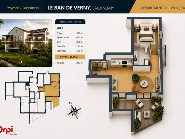 Appartement 2 pièces 51 m²
