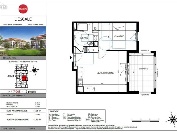 Appartement 2 pièces 44 m²