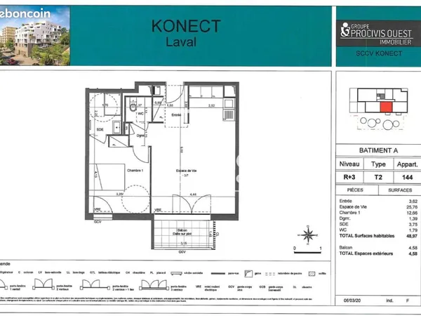 Appartement 2 pièces 48 m²
