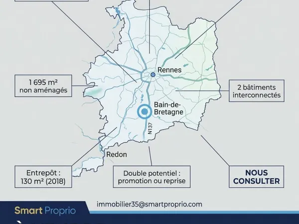 Bain-de-Bretagne Foncier 2 250 m2 avec locaux d'activité e