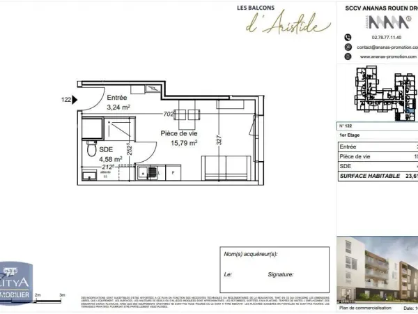 Appartement 1 pièce 24 m²
