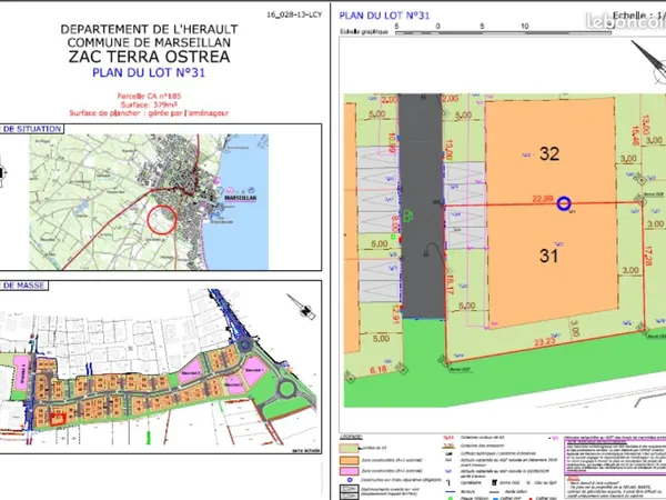 VENDRE - TERRAIN CONSTRUCTIBLE 379 m² - MARSEILLAN