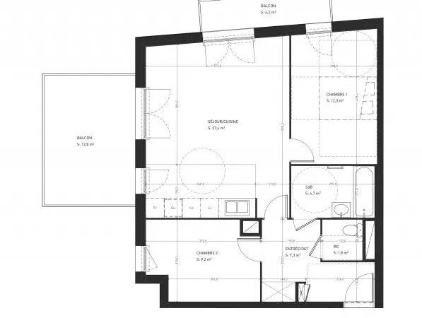 T3 meublé haut de gamme de 64 m² - Terrasse, balcon, parking - Vue exceptionnelle sur La Défense Are