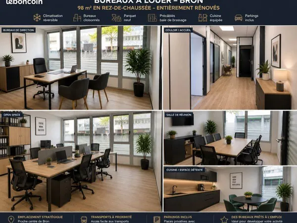 🔥 BUREAUX RÉNOVÉS - EMPLACEMENT STRATÉGIQUE À BRON - 98 m² 🔥