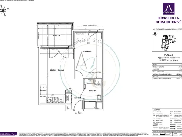 COGOLIN- Résidence ENSOLEILLA appartement neuf T2 42.78m² , Cogolin