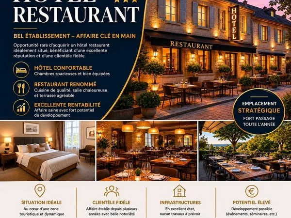 Vente fond de commerce hôtel restaurant