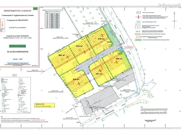 Terrain 412 m² Tollevast