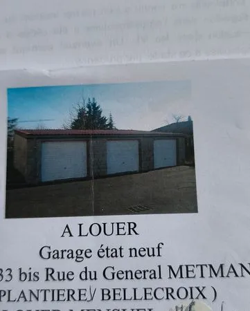 à louer garage fermé à Metz/ Bellecroix