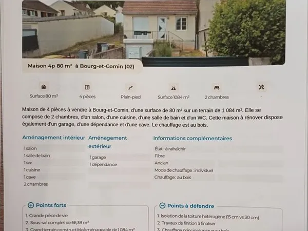 Vend maison 4 pièces