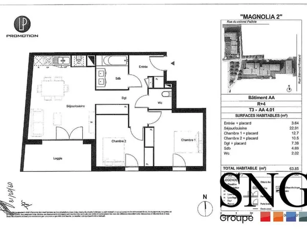 Appartement 3 pièces 63 m²