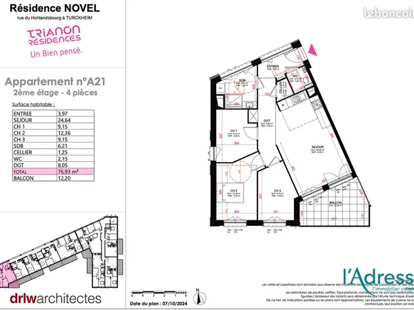 Appartement 4 pièces 77 m²