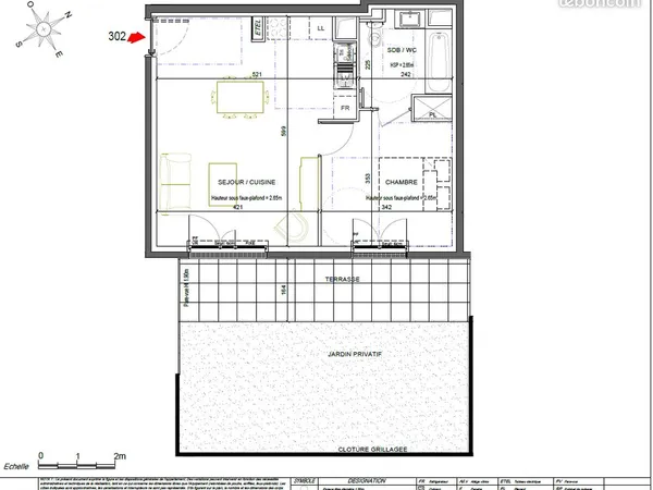 À LOUER - F2 avec terrasse et jardin privatif - Résidence récente à Pontoise (95)