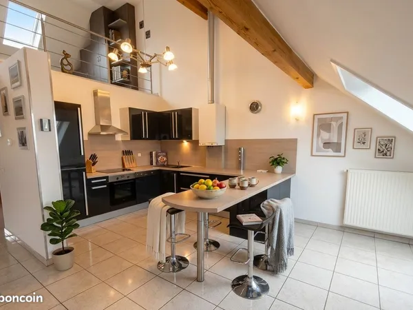 Grand appartement 85 m² - 2 chambres + mezzanine - bel espace de vie