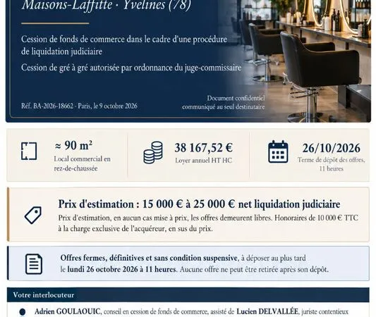 Salon de coiffure 90 m² MAISONS LAFFITTE