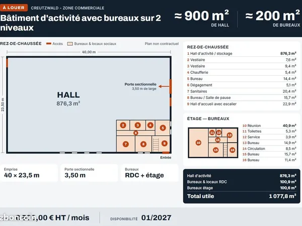Local d'activité / Commercial env 1100m2 - Zone commerciale