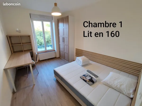 Chambre neuve équipée en colocation dans maison entièrement rénovée