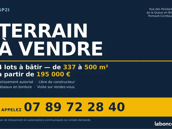 Terrain à bâtir 500 m² — Pontault-Combault — le plus grand du lotissement, au calme