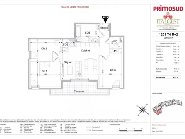 Le Bellevue · Lot 1203 - 4P de standing, 79,60 m², terrasse 9,55