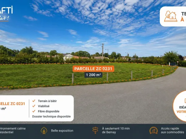 Terrain à bâtir de 1 200 m² avec vue dégagée