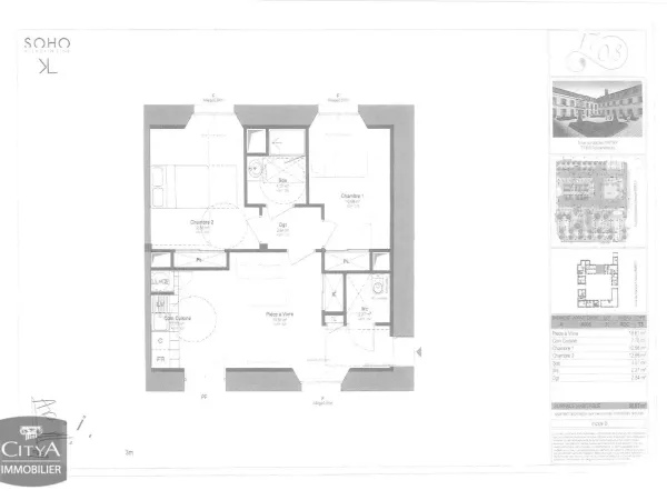 Appartement 3 pièces 57 m²