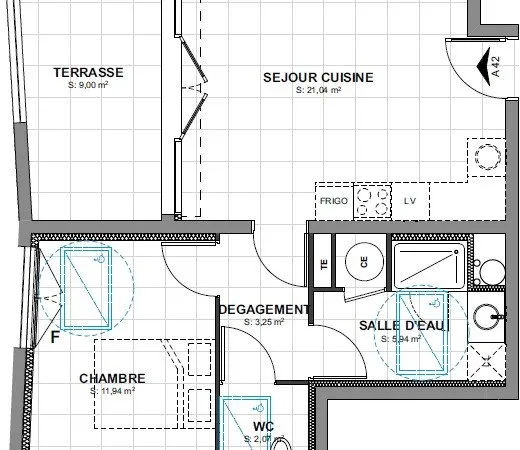 Appartement T2 avec terrasse et parking à Marseille 5e