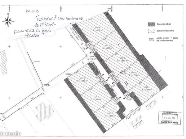 Terrain avec permis d'aménager 8 lots - 7000m2