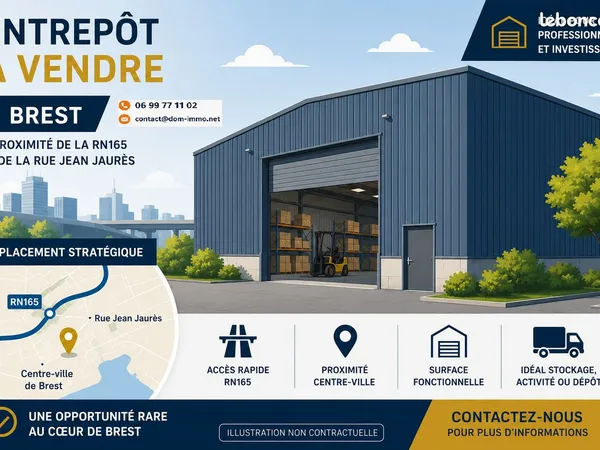 Brest rive gauche entrepôt / local industriel 320 m2 proche centre