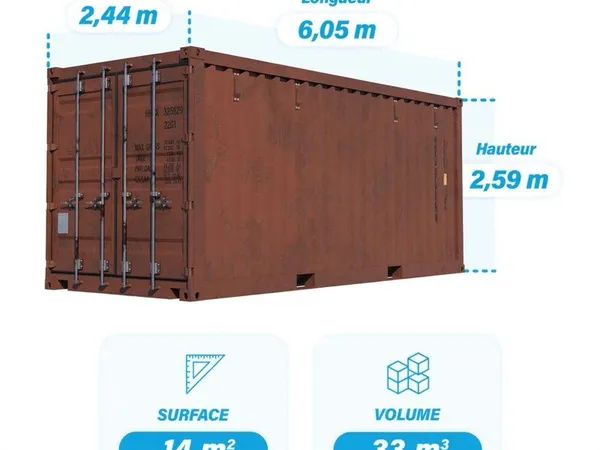 À louer contenair 20 pieds 33 m2