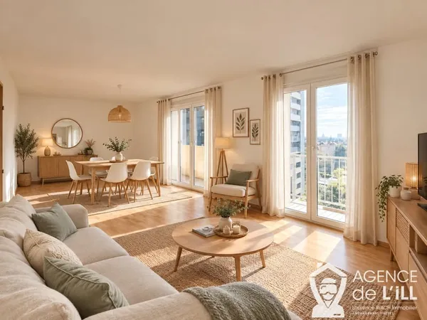 Très bel appartement 3 pièces avec balcons, cave et stationn