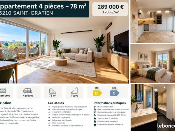 Appartement lumineux, au coeur de Saint Gratien