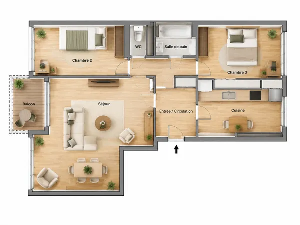 Appartement 4 pièces 75 m²