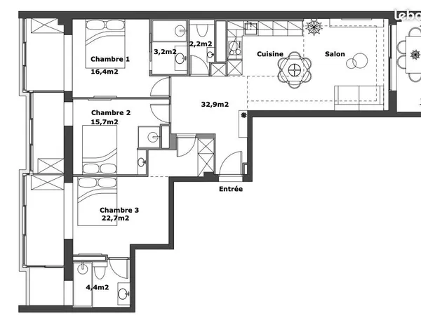 Appartement 4 pièces 96 m²