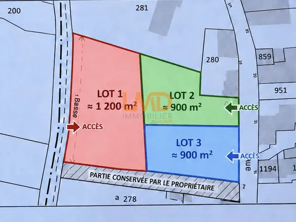 Terrain 1200 m² Villeneuve-La-Comtesse