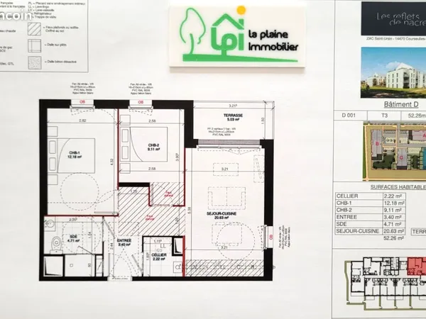 Appartement 3 pièces 52 m²