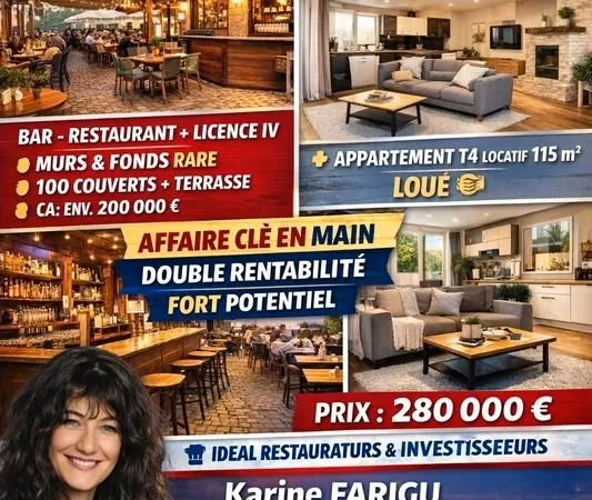 Fonds de commerce bar, restaurant 385 m²