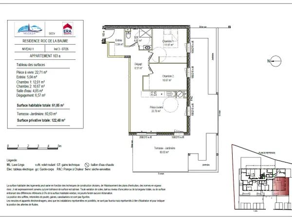 Appartement 3 pièces 62 m²