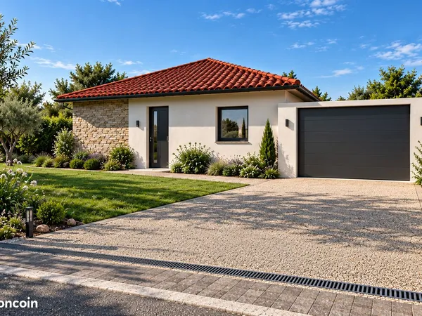 Maison neuve de plain-pied avec garage sur terrain de 526 m²