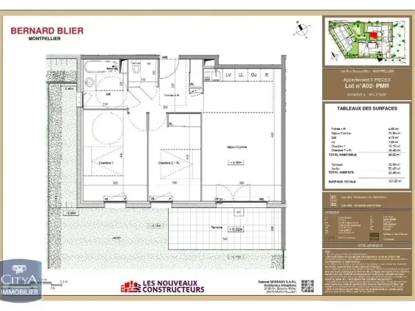 Appartement 3 pièces 61 m²