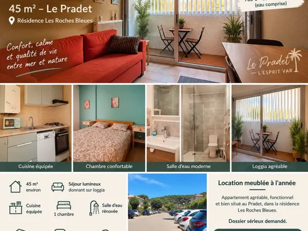 T2 meublé 45 m² avec loggia - Le Pradet - 850 CC