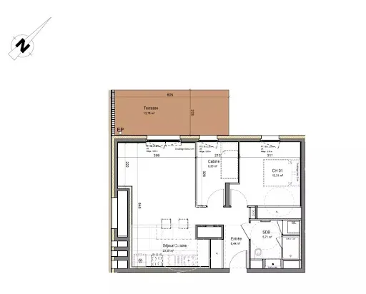 Appartement 2 pièces 54 m²