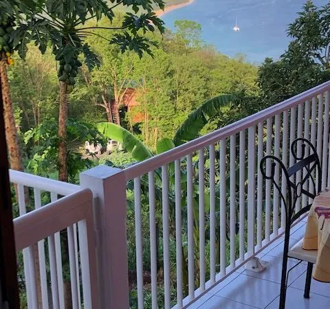 à louer à deshaies - f3 meublé avec vue mer, terrasse et 2 parkings